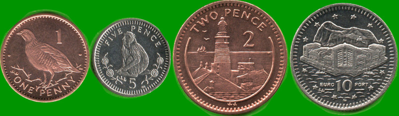 GIBRALTAR SET DE CUATRO MONEDAS 1, 2, 5 Y 10 PENIQUES, AÑO 2003, ESTADO NUEVAS.-