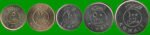 KUWAIT SET DE CINCO MONEDAS 5, 10, 20, 50 Y 100 FILS, AÑO 1962/ 2015, ESTADO NUEVAS.-