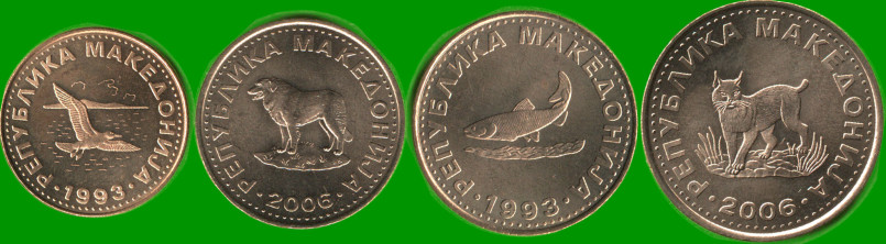 MACEDONIA SET DE CUATRO MONEDAS 50 DENI; Y 1, 2 Y 5 DINAR, AÑO 1993/ 2006, ESTADO NUEVAS.- - Imagen 2