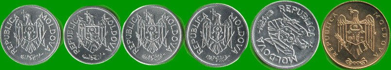 MOLDAVIA SET DE SEIS MONEDAS 1, 5, 10, 25 Y (2) DE 50 BAN, AÑO 1993/ 2003, ESTADO NUEVAS.- - Imagen 2