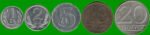 POLONIA SET DE CINCO MONEDAS 1, 2, 5, 10 y 20 ZLOTY, AÑO 1990, ESTADO NUEVAS.-