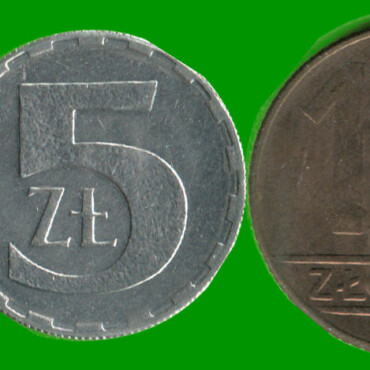 POLONIA SET DE CINCO MONEDAS 1, 2, 5, 10 y 20 ZLOTY, AÑO 1990, ESTADO NUEVAS.-