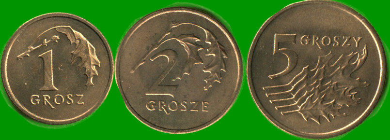 POLONIA SET DE TRES MONEDAS 1, 2 Y 5 GLOSZ, AÑO 2000, ESTADO NUEVAS.-