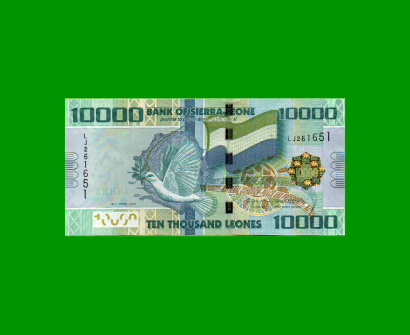 BILLETE DE SIERRA LEONA 10.000 LEONES, PICK 33a, AÑO 2010 ESTADO SIN CIRCULAR.-