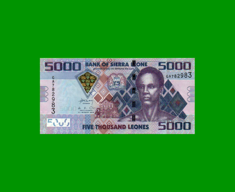 BILLETE DE SIERRA LEONA 5.000 LEONES, PICK 32b, AÑO 2013, ESTADO SIN CIRCULAR.-