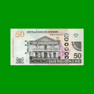 BILLETE DE SURINAM 50 DOLARES PICK 165b AÑO 2012 ESTADO SIN CIRCULAR.-