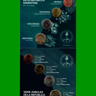 MONEDAS ARGENTINAS - SERIE ARBOLES BLISTER DE 4 MONEDAS NUEVAS.-