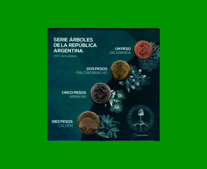 MONEDAS ARGENTINAS - SERIE ARBOLES BLISTER DE 4 MONEDAS NUEVAS.- - Imagen 2