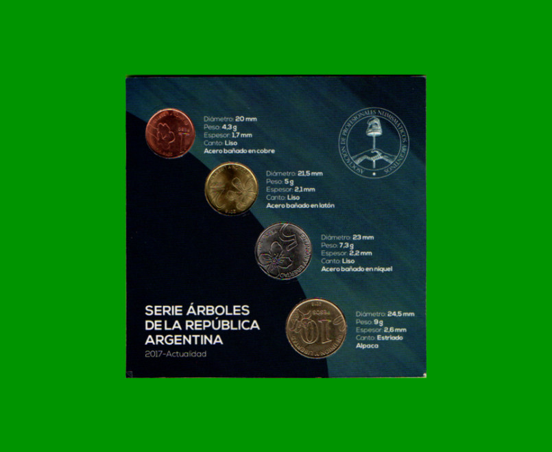 MONEDAS ARGENTINAS - SERIE ARBOLES BLISTER DE 4 MONEDAS NUEVAS.- - Imagen 3