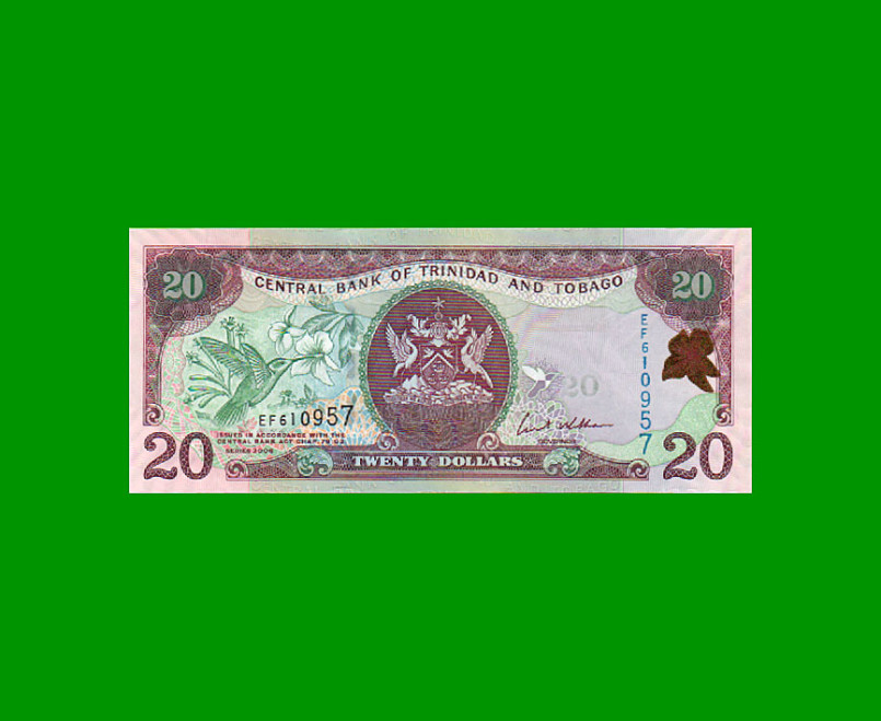 BILLETE DE TRINIDAD Y TOBAGO 20 DOLARES, PICK 49, AÑO 2006, ESTADO SIN CIRCULAR.-