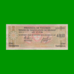 BONO DE TUCUMAN 0,10 CTVOS DE AUSTRALES, EC 090, AÑO 1985, ESTADO MUY BUENO.-