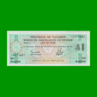 BONO DE TUCUMAN 1,00 AUSTRAL, EC 094, AÑO 1985, ESTADO EXCELENTE+.-