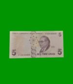BILLETE DE TURQUIA 5 LIRAS, PICK 222f, AÑO 2009, ESTADO SIN CIRCULAR.- - Imagen 2