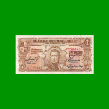 BILLETE DE URUGUAY $1,00, PICK 35b, SERIE C, ESTADO BUENO+.