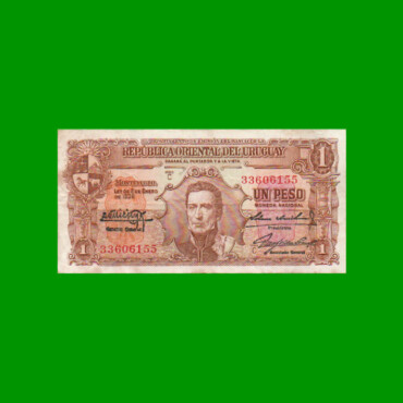BILLETE DE URUGUAY $1,00, PICK 35b, SERIE C, ESTADO MUY BUENO+.