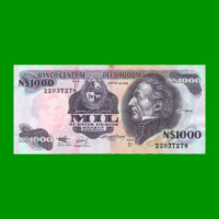 BILLETE DE URUGUAY $1.000,00 N$ PICK 64Ab, AÑO 1992, SERIE D, ESTADO EXCELENTE.