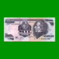 BILLETE DE URUGUAY $1.000,00 N$ PICK 64Ab, AÑO 1992, SERIE D, ESTADO MUY BUENO-.