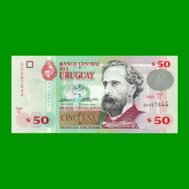 BILLETE DE URUGUAY $50,00 PICK 84, AÑO 2003, SERIE C, ESTADO SIN CIRCULAR.-