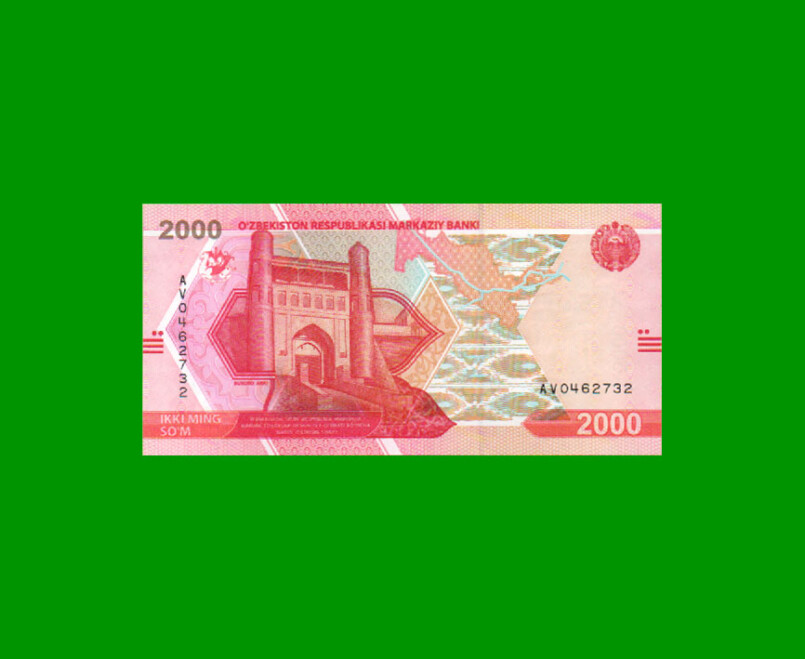 BILLETE DE UZBEKISTAN 2.000 SUM, PICK 87, AÑO 2021, ESTADO SIN CIRCULAR.-