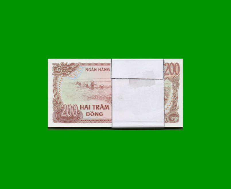 FAJO DE BILLETES DE VIETNAM 200 DONG, PICK 100, AÑO 1987, ESTADO SIN CIRCULAR.- - Imagen 2