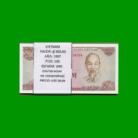 FAJO DE BILLETES DE VIETNAM 200 DONG, PICK 100, AÑO 1987, ESTADO SIN CIRCULAR.-