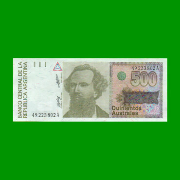 BILLETE DE AUSTRALES, 500 AUSTRALES,  BOT 2849, AÑO 1988, ESTADO SIN CIRCULAR.-