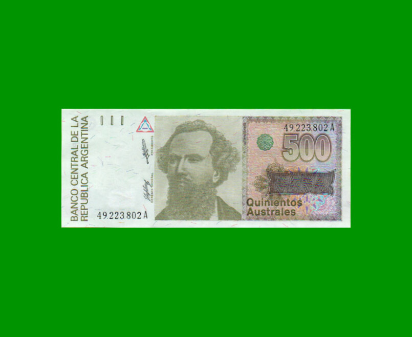 BILLETE DE AUSTRALES, 500 AUSTRALES,  BOT 2849, AÑO 1988, ESTADO SIN CIRCULAR.-