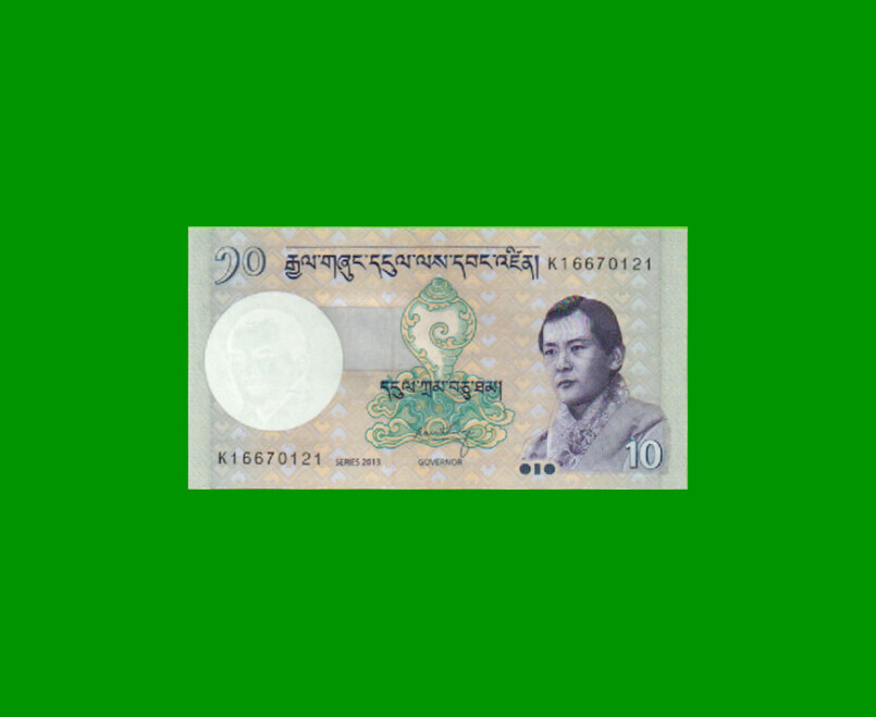 BILLETE DE BHUTAN 10 NGULTRUM, PICK 29b, ESTADO SIN CIRCULAR.-