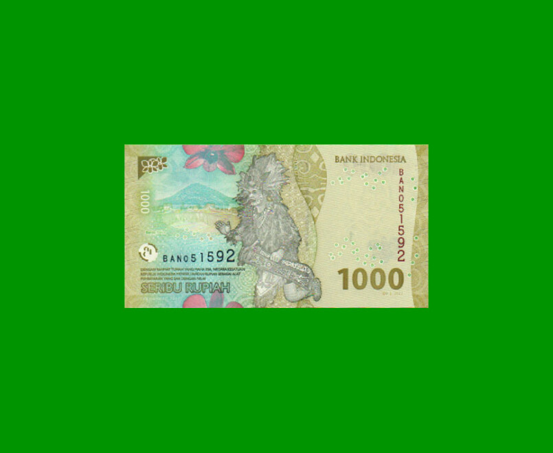 BILLETE DE INDONESIA 1.000 RUPIAS, PICK 162, AÑO 2022, ESTADO SIN CIRCULAR.- - Imagen 2