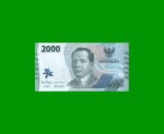BILLETE DE INDONESIA 2.000 RUPIAS, PICK 163, AÑO 2022, ESTADO SIN CIRCULAR.-