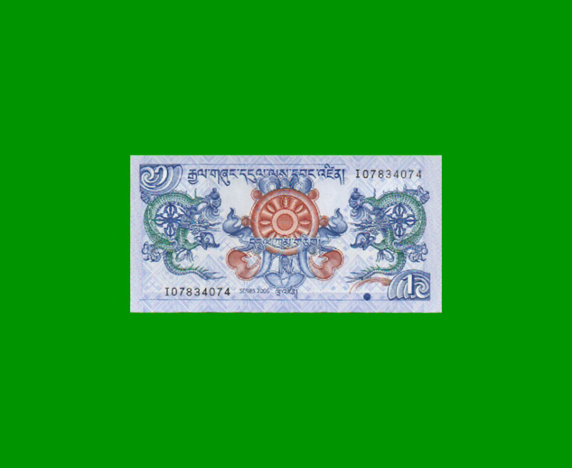 BILLETE DE BHUTAN 1 NGULTRUM, PICK 27a, AÑO 2006, ESTADO SIN CIRCULAR.-