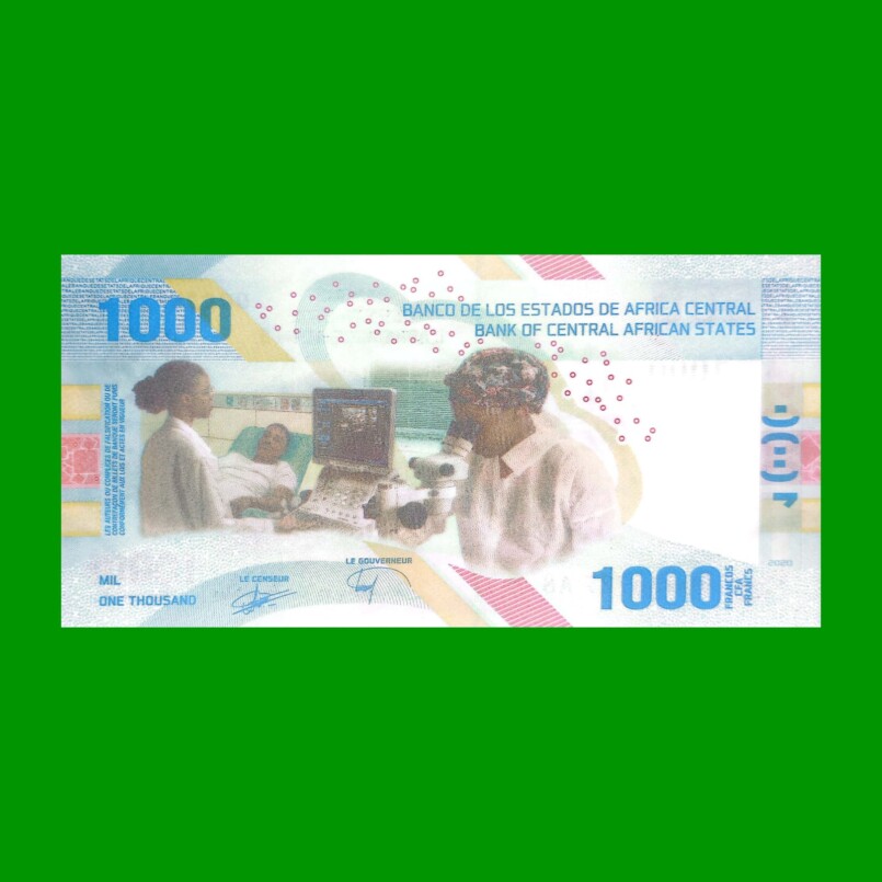 BILLETE DE AFRICA CENTRAL, 1000 FRANCOS, PICK 701, ESTADO SIN CIRCULAR.- - Imagen 2