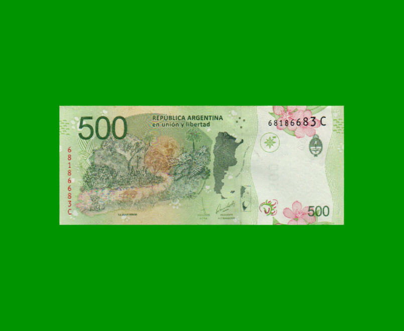 PESOS 3er DISEÑO $500,00, BOT 5803, SERIE C, AÑO 2016, ESTADO SIN CIRCULAR.- - Imagen 2