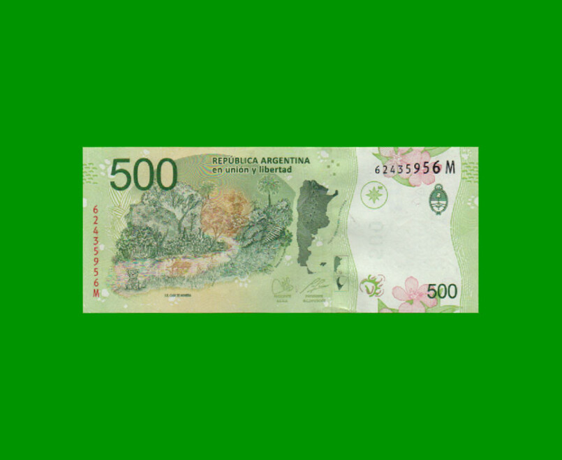 PESOS 3er DISEÑO $500,00, COL 5820, SERIE M, ESTADO SIN CIRCULAR.- - Imagen 2