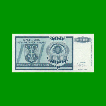 BILLETE DE BOSNIA - HERZEGOVINA STO MILIONA DINARA, PICK 146, AÑO 1993, ESTADO EXELENTE +.-