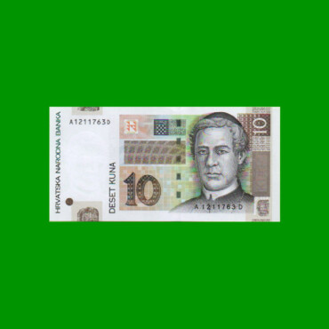 BILLETE DE CROACIA 10 KUNA, PICK 38, AÑO 2001, ESTADO SIN CIRCULAR.-