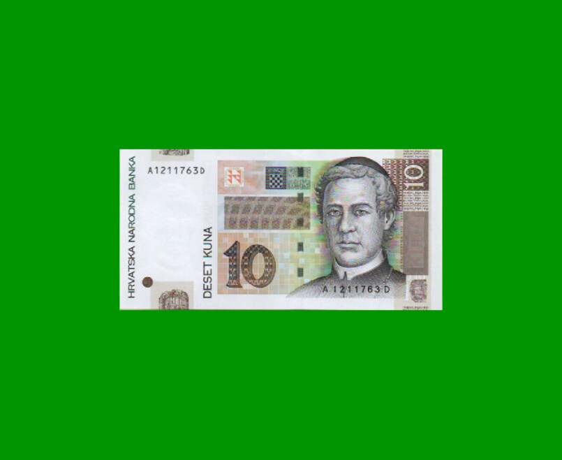 BILLETE DE CROACIA 10 KUNA, PICK 38, AÑO 2001, ESTADO SIN CIRCULAR.-