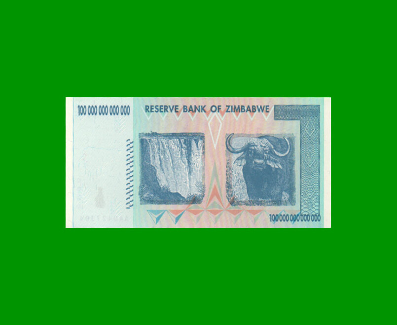 BILLETE DE ZIMBABWE 100.000.000.000.000 DOLARES, PICK 91, ESTADO SIN CIRCULAR.- - Imagen 2