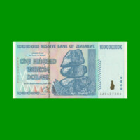 BILLETE DE ZIMBABWE 100.000.000.000.000 DOLARES, PICK 91, ESTADO SIN CIRCULAR.-