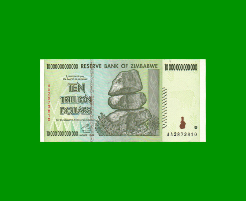 BILLETE DE ZIMBABWE 10 TRILLONES DE DOLARES, PICK 88, ESTADO SIN CIRCULAR.-