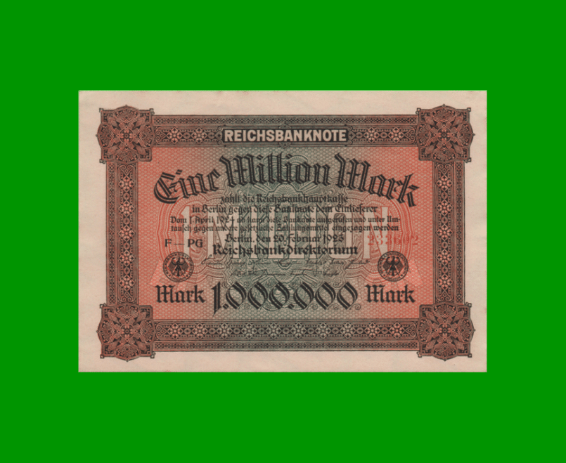 BILLETE DE ALEMANIA 1.000.000 MARCOS, PICK 86a, AÑO 1923, ESTADO EXCELENTE+ .-