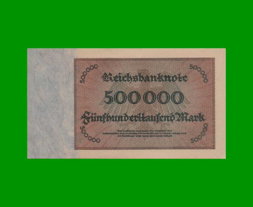 BILLETE DE ALEMANIA 500.000 MARCOS, PICK 88b, AÑO 1923, ESTADO SIN CIRCULAR .- - Imagen 2