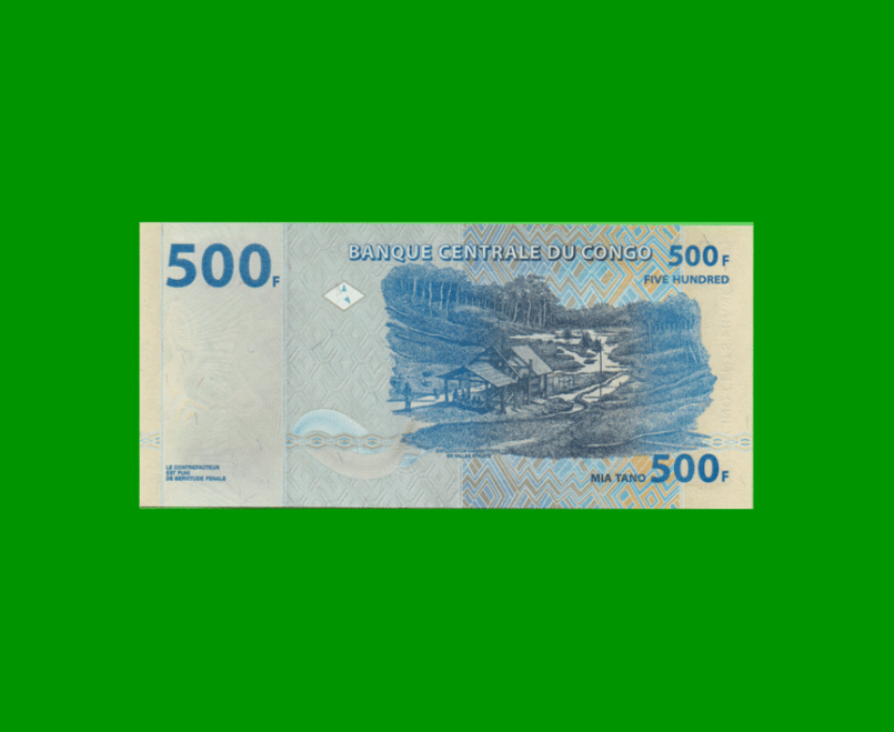 BILLETE DE CONGO 500 FRANCOS, PICK 96D, AÑO 2022, ESTADO SIN CIRCULAR.- - Imagen 2