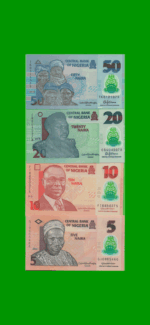 SET DE (4), BILLETES NIGERIA,POLIMEROS 5,10,20 Y 50 NAIRAS AÑO 2018/2021, ESTADO SIN CIRCULAR .-