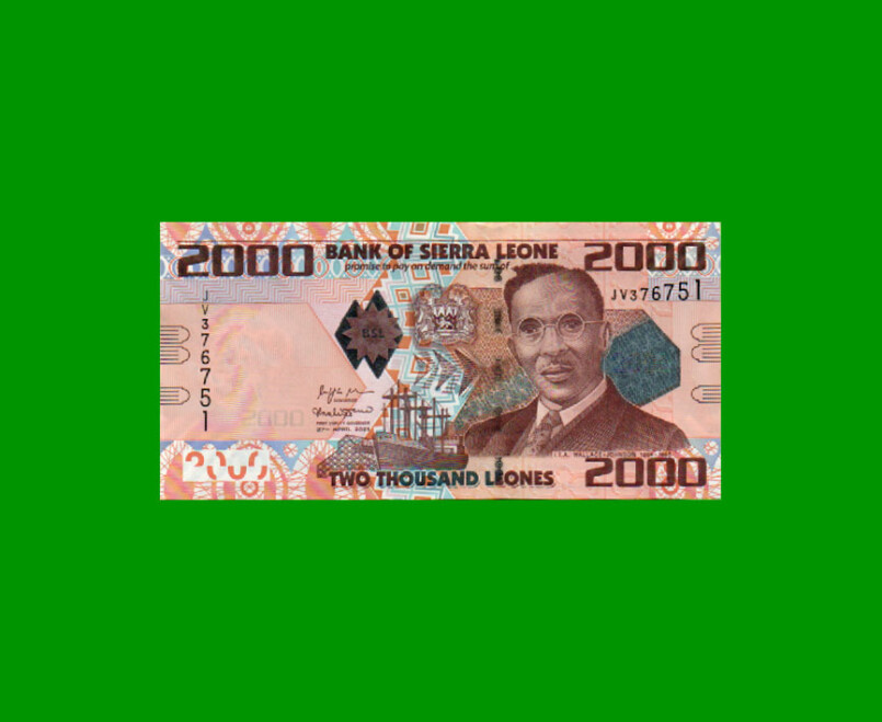 BILLETE DE SIERRA LEONA 2.000 LEONES, PICK 31, AÑO 2021, ESTADO SIN CIRCULAR.-