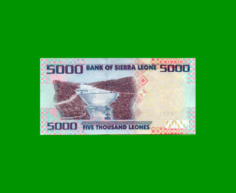 BILLETE DE SIERRA LEONA 5.000 LEONES, PICK 32b, AÑO 2013, ESTADO SIN CIRCULAR.- - Imagen 2