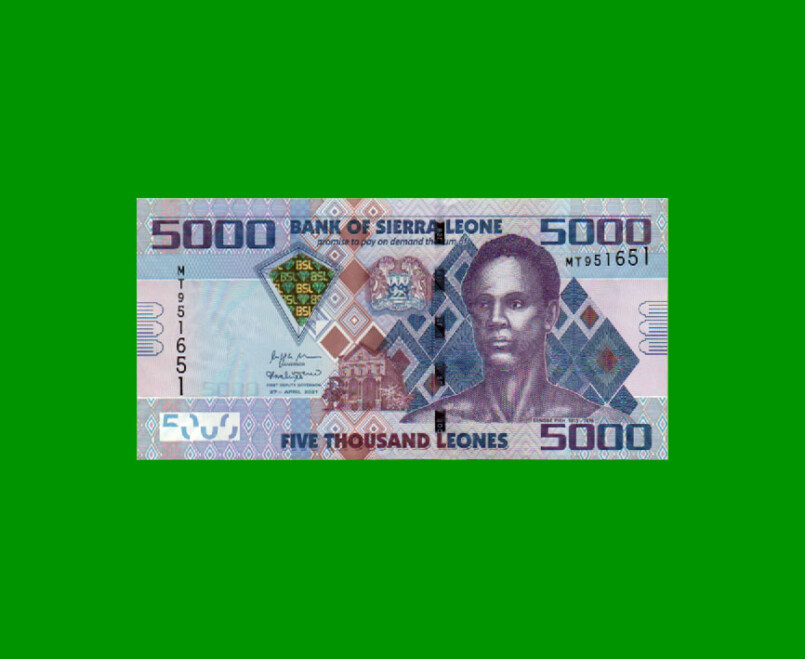 BILLETE DE SIERRA LEONA 5.000 LEONES, PICK 32, AÑO 2021, ESTADO SIN CIRCULAR.-