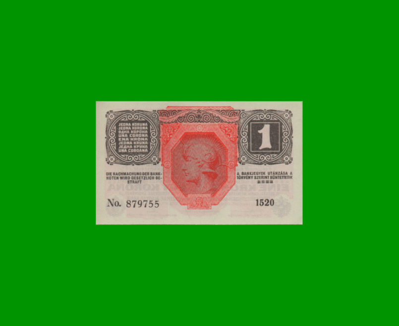 BILLETE DE AUSTRIA 1 CORONA, PICK 49, AÑO 1916, ESTADO SIN CIRCULAR.- - Imagen 2