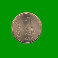 Moneda Argentina Pesos Ley 18188, $1,00 Año 1976, Estado Unc